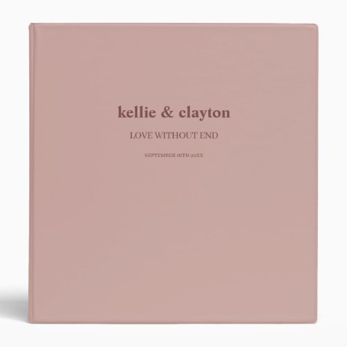 Cinnamon Rose Modern Type Wedding Album 3 Ring Binder