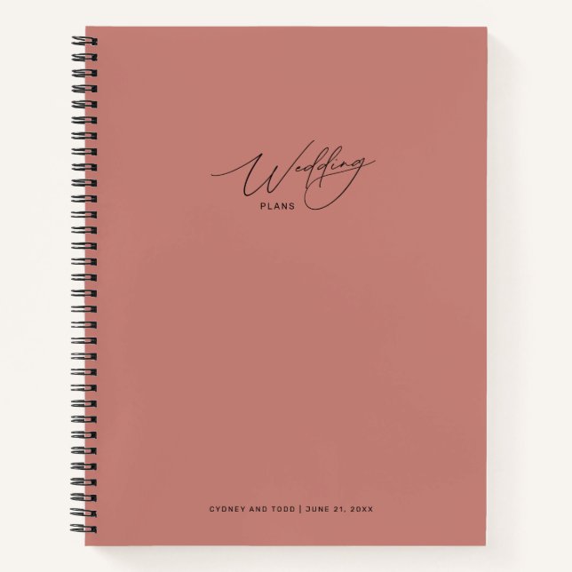 Cinnamon Rose Wedding Plans Notebook (Front)