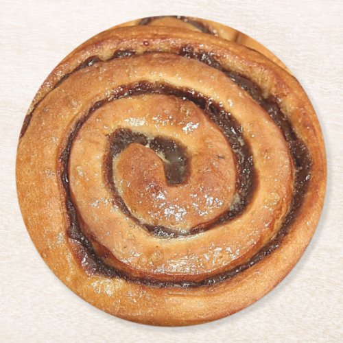 Cinnamon Snail Pastry Quirky Round Paper Coaster