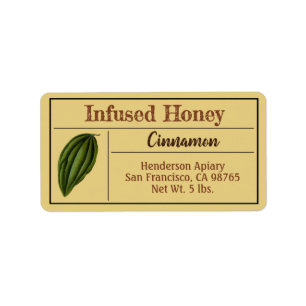 Cinnamon Spice Amber Gold Infused Honey Jar Label