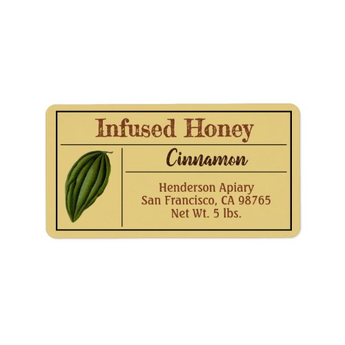 Cinnamon Spice Amber Gold Infused Honey Jar Label