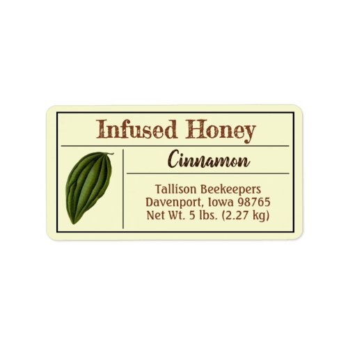 Cinnamon Spice Infused Honey Jar Label