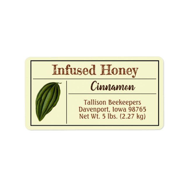 Cinnamon Spice Infused Honey Jar Label (Front)