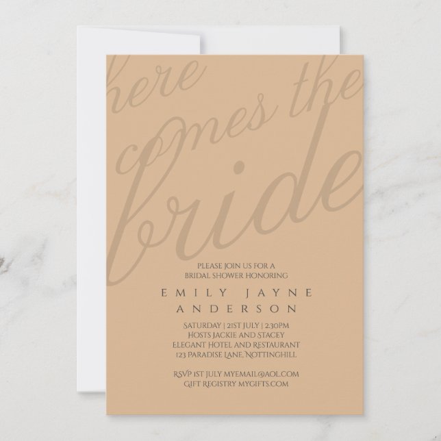 Cinnamon Spice Typography Bridal Shower Modern Invitation (Front)