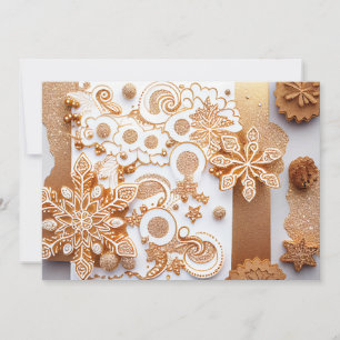 Cinnamon-Spiced Gingerbread Glitter Holiday Card