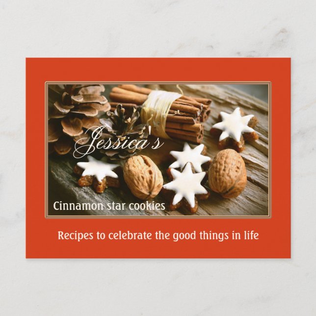 Cinnamon Star Christmas Cookies Recipe Postcard (Front)