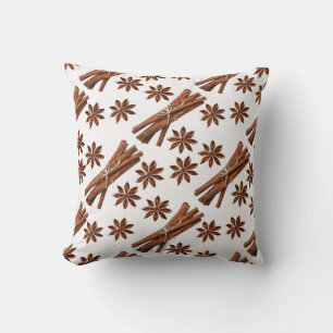 Cinnamon sticks and star anise. throw pillow