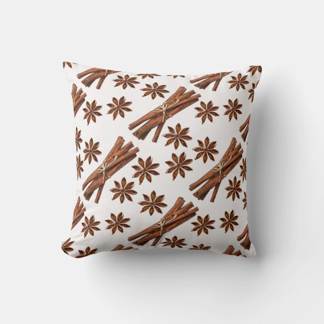 Cinnamon sticks and star anise. throw pillow (Front)