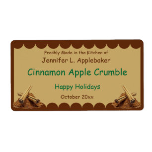 Cinnamon Sticks Scalloped Edge Food Label