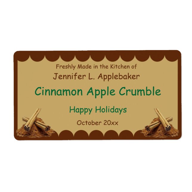 Cinnamon Sticks Scalloped Edge Food Label (Front)