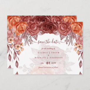 Cinnamon Terracotta FALL Floral Botanical WEDDING Postcard