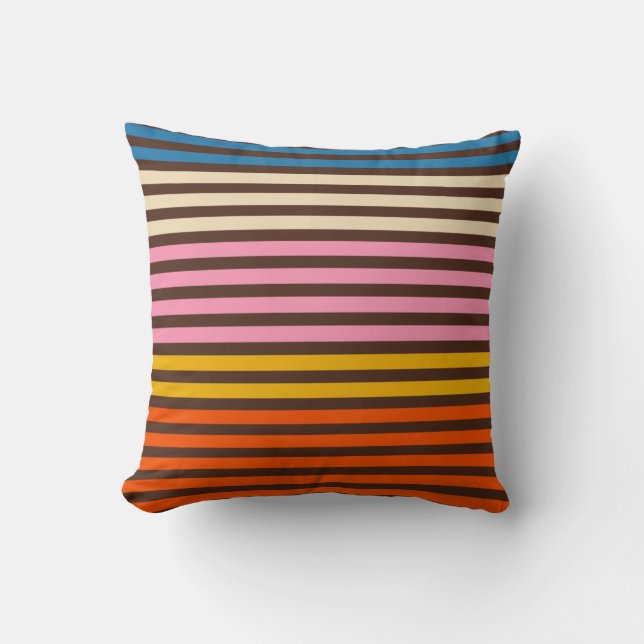 Cinq Stripe Retro Modern Striped Pattern Throw Pillow (Front)