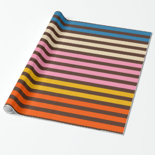 Cinq Stripe Retro Modern Striped Pattern Wrapping Paper