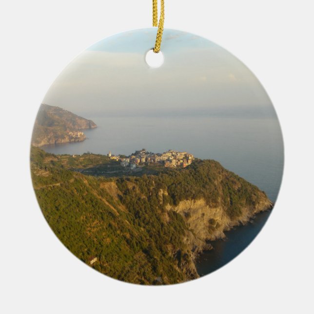 Cinque Terre from Afar Ceramic Ornament (Front)