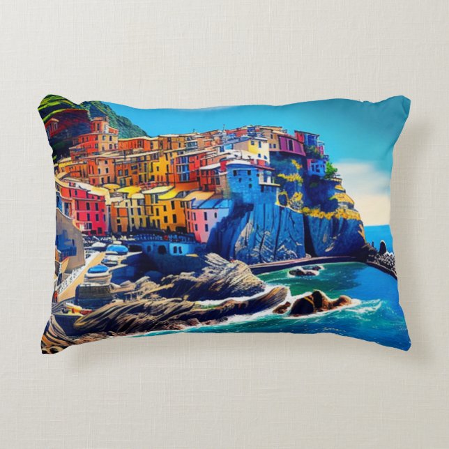 Cinque Terre Italy Accent Pillow (Front)