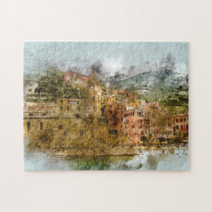 Cinque Terre Italy Beach Amalfi Coast Buildings Jigsaw Puzzle