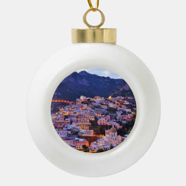 Cinque Terre, Italy Ceramic Ball Christmas Ornament (Front)