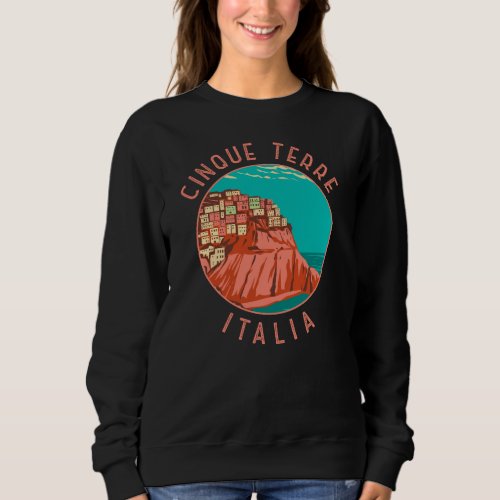 Cinque Terre Italy Distressed Circle Vintage Sweatshirt