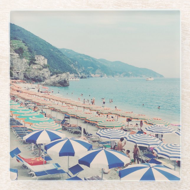 Cinque Terre Italy Fun Beach Scenic Travel Photo Glass Coaster (Front)
