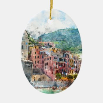 Cinque Terre Italy In The Italian Riviera Ceramic Ornament by bbourdages at Zazzle