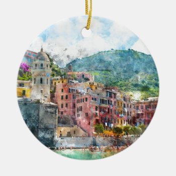 Cinque Terre Italy In The Italian Riviera Ceramic Ornament by bbourdages at Zazzle