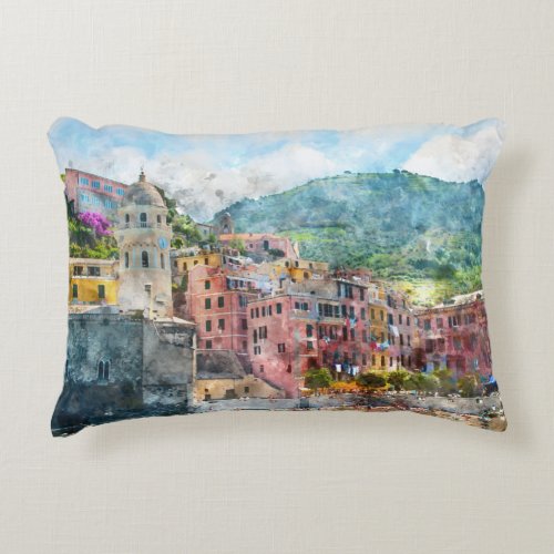 Cinque Terre Italy in the Italian Riviera Decorative Pillow