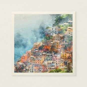 Cinque Terre Italy In The Italian Riviera Paper Napkins by bbourdages at Zazzle