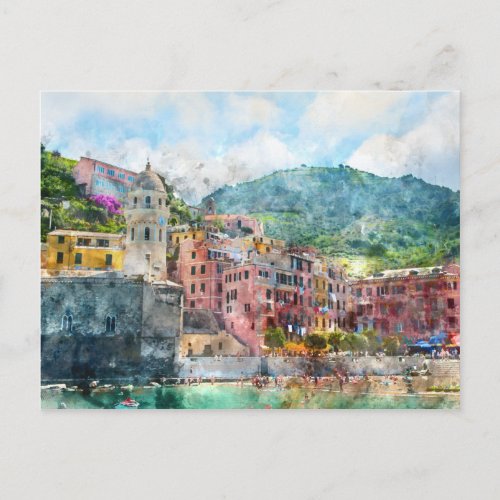 Cinque Terre Italy in the Italian Riviera Postcard