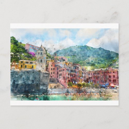 Cinque Terre Italy in the Italian Riviera Postcard