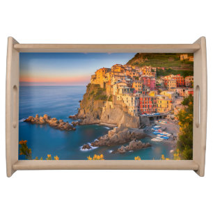 Cinque Terre Italy Mediterranean Coastal Scenery Serving Tray