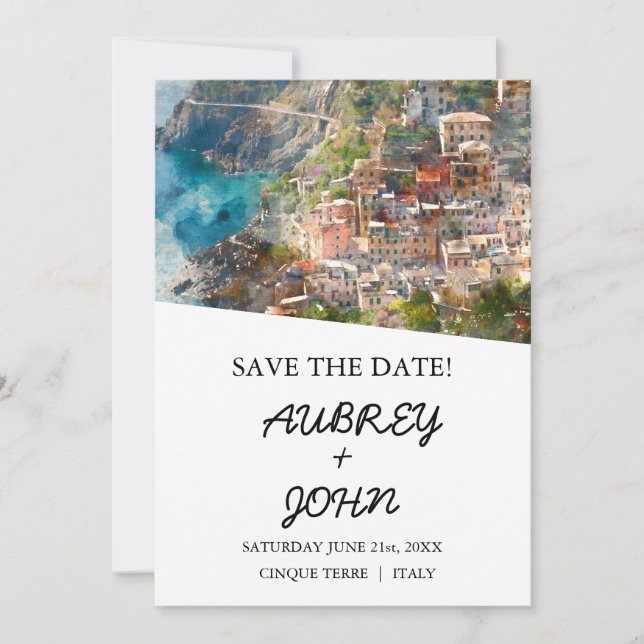 Cinque Terre Italy Save the Date Wedding (Front)