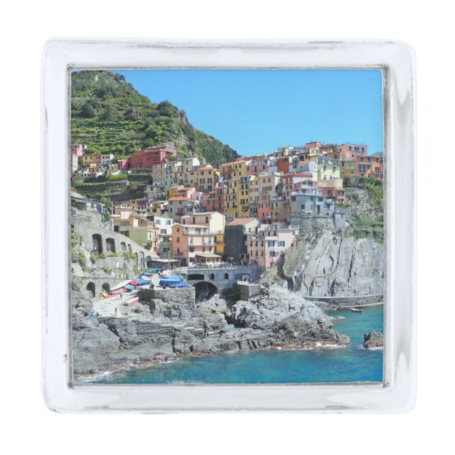Cinque Terre, Italy Silver Finish Lapel Pin (Front)