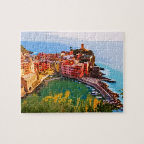 Cinque Terre Italy Summer Travel Postcard Jigsaw Puzzle
