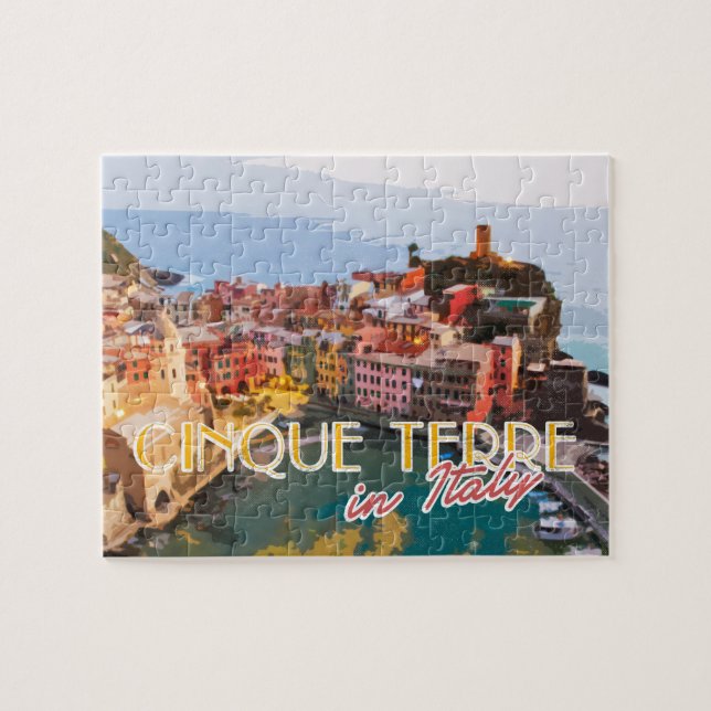 Cinque Terre Italy Summer Travel Postcard Jigsaw Puzzle (Horizontal)