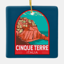Cinque Terre Italy Travel Art Vintage Ceramic Ornament