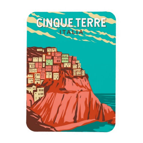 Cinque Terre Italy Travel Art Vintage Magnet