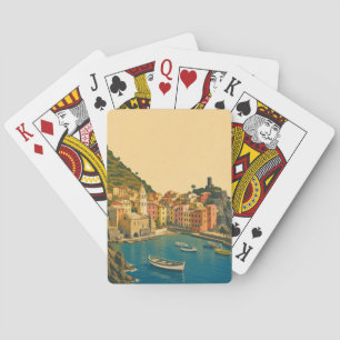 Cinque Terre Italy Vintage Travel Italian Riviera Poker Cards