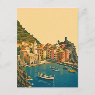 Cinque Terre Italy Vintage Travel Italian Riviera Postcard