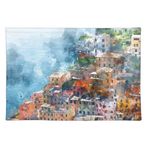 Cinque Terre Italy Watercolor Placemat