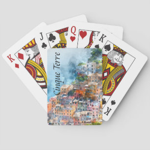 Cinque Terre Italy Watercolor Poker Cards