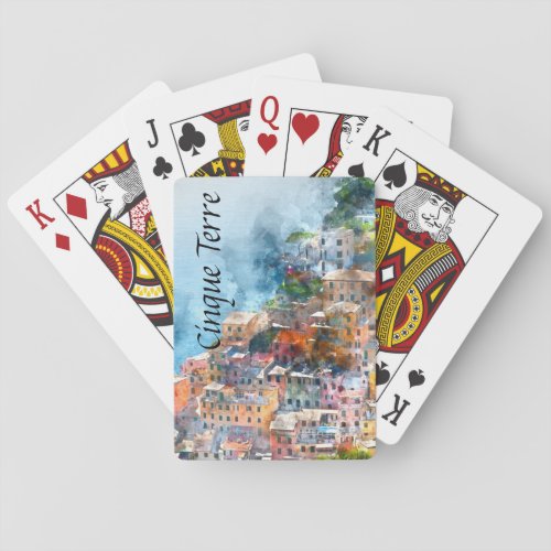 Cinque Terre Italy Watercolor Poker Cards