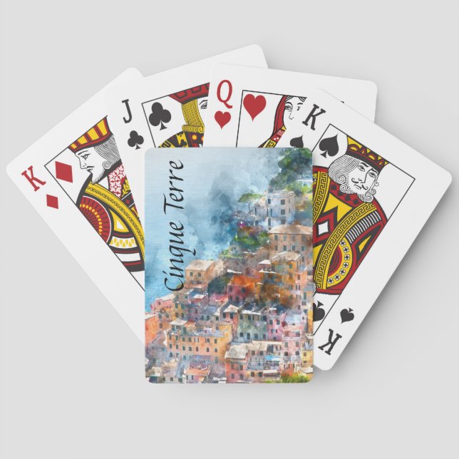 Cinque Terre Italy Watercolor Poker Cards (Back)
