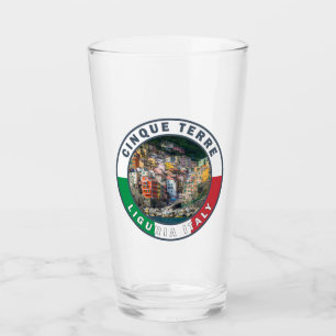 Cinque Terre Italy Watercolor Vintage Circle Glass