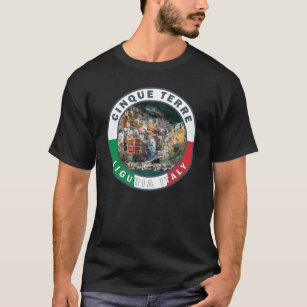 Cinque Terre Italy Watercolor Vintage Circle T-Shirt