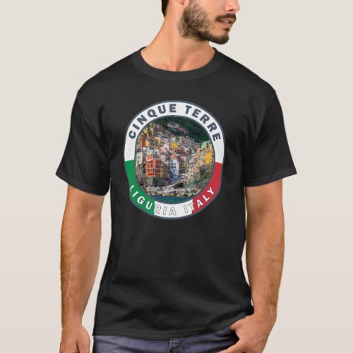 Cinque Terre Italy Watercolor Vintage Circle T_Shirt