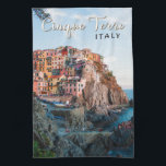Cinque Terre Italy Watercolor Vintage  Kitchen Towel<br><div class="desc">Cinque Terre retro travel art design. Cinque Terre is a string of centuries-old seaside villages on the rugged Italian Riviera coastline.</div>