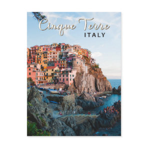 Cinque Terre Italy Watercolor Vintage Postcard