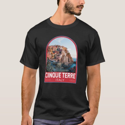 Cinque Terre Italy Watercolor Vintage  T_Shirt
