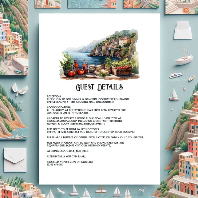 Cinque Terre Italy Wedding Guest Details Enclosure Card (Cinque Terre)