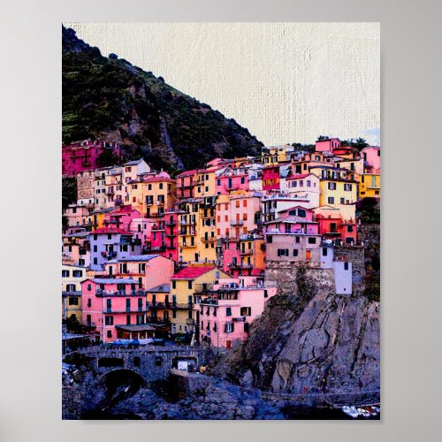 Cinque Terre Liguria Italy Artsy Europe Travel Poster